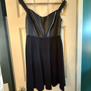 Bailey 44 Black Leather-Top Mini Dress